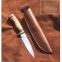 couteau de chasse, droit manche en bois de chene et corne
