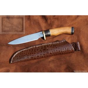 couteau de chasse, droit manche en bois de chene et ebene