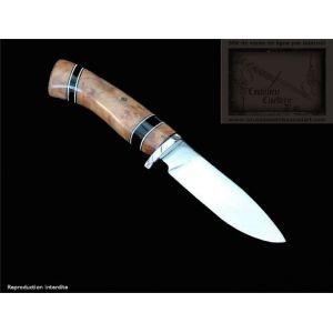 couteau de chasse, droit manche en loupe de cade et corne
