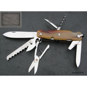 Couteau Mongin,canif Mongin,8 pi&eacute;ces,manche en corne blonde de 10cm