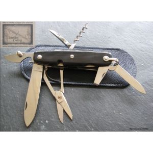 Canif Mongin 10cm 7 pi&eacute;ces ciseau en corne noire