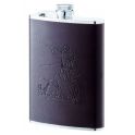 flasque inox,240ml, gainee cuir deco chasse, bouchon baionnette