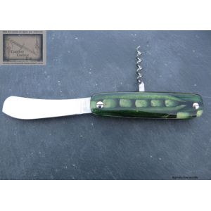 Casse croute D.Margaux, 2 pi&eacute;ces, manche 10 cm incrustation petits-pois