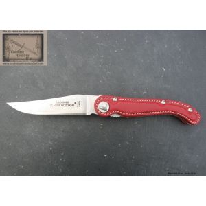 Couteau Laguiole Claude Dozorme en cuir rouge