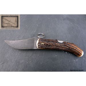 Cornillon Mongin manche 13cm en bois de cerf lame et ressort damas 