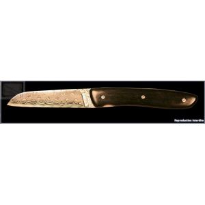 Couteau Perceval L09 damas en ébène du Gabon