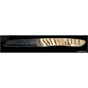 Couteau Perceval L09 damas en corne blonde de belier