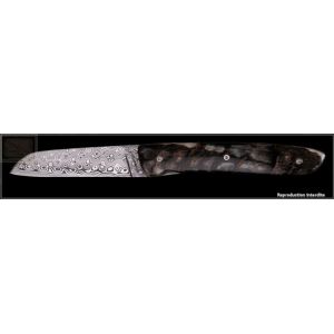 Couteau Perceval L09 damas corne brune de belier