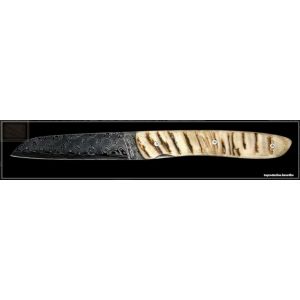 Couteau Perceval L10 damas en corne blonde de b&eacute;lier