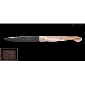 Couteau Perceval Le Grand damas en pointe de corne