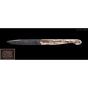 Couteau Perceval Le Grand damas en bois de cerf