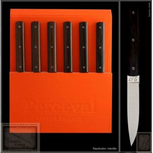 coffret de 6 couteaux Perceval 9.47 en &eacute;b&egrave;ne