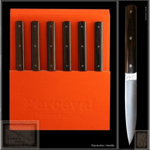 coffret de 6 couteaux Perceval 9.47 en &eacute;b&egrave;ne de macassar