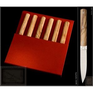 coffret de 6 couteaux Perceval 9.47 en olivier