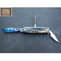 Canif Mongin 10cm Mammouth bleu lame damas bleu