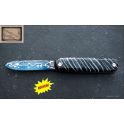 Mongin canif 10 cm en molaire et lame damas bleu de mammouth