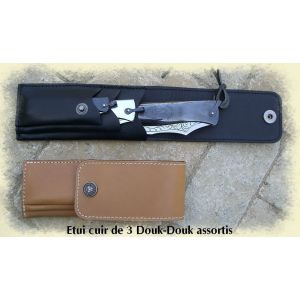 couteau douk douk, le trio 260,200 et 160mm, etui cuir marron