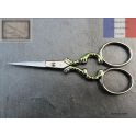 Ciseaux a broder de Nogent vert rayé or