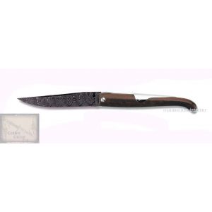 bieslois Mongin,manche 10 cm en bois de palissandre,lame Damas