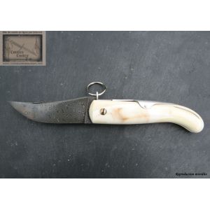 Cornillon Mongin,manche 12cm en ivoire phacochere,lame Damas