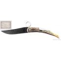 Cornillon Mongin,manche 14 cm en bois de cerf,lame Damas
