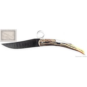Cornillon Mongin manche 16cm  en bois de cerf lame Damas