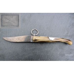 Yatagan Mongin,manche 12 cm en corne blonde,lame Damas