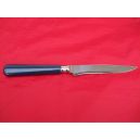 couteau steak de Nogent, manche couleur bleu fonce, lame crantee