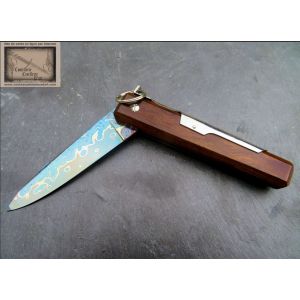 Facette Mongin 12 cm en Bois de Fer d'Arizona Lame Damas Bleu