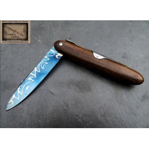 Navette Mongin 12 cm en Bois de Fer d'Arizona Lame Damas Bleu