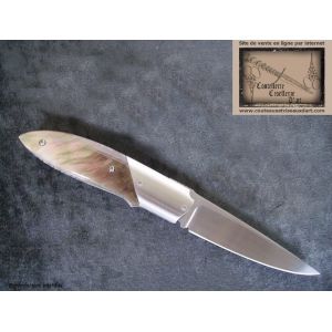 Couteau JMarc Arnaud,liner lock ,manche nacre noire,lame de 80mm en inox
