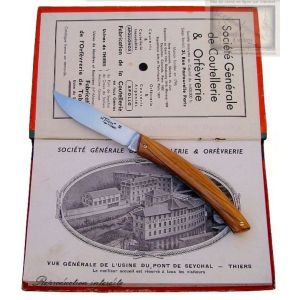 couteau le Thiers MC Cognet, manche en olivier, lame carb