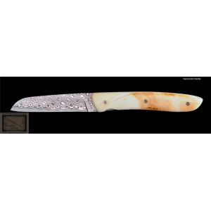 Couteau Perceval  L10 damas en ivoire de phacoch&eacute;re